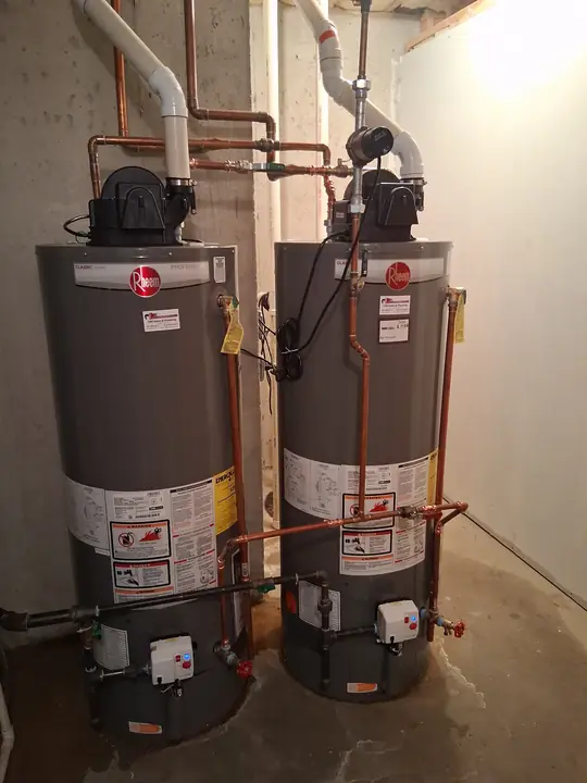 Water Heater Installation Twin Rheem Power Vent Elgin Il